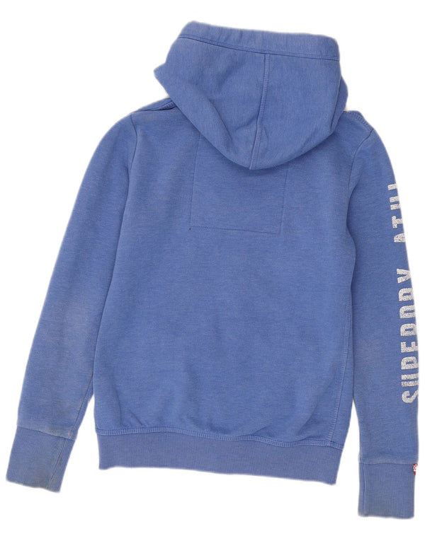 Superdry hættetrøje til kvinder med grafisk lynlås UK 10 Lille blå bomuld