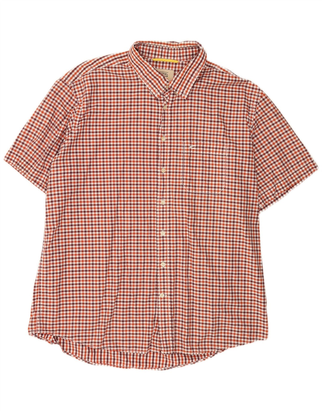 Camel Active Kortærmet Kortærmet Skjorte med normal pasform 2XL Rød Gingham Bomuld