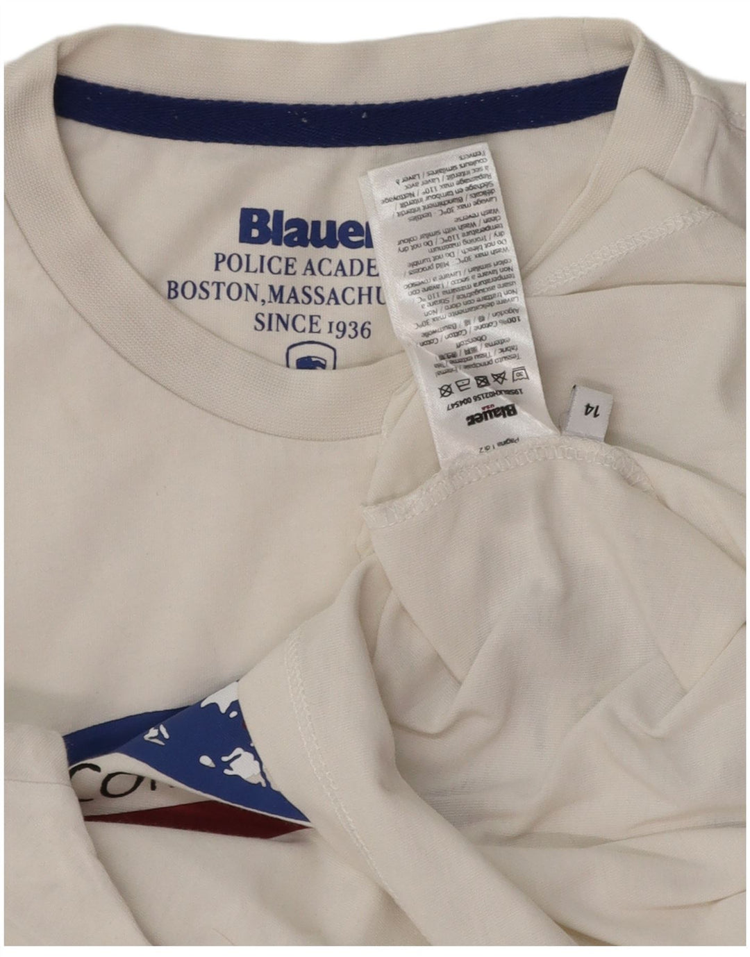 BLAUER Drenge Grafisk T-Shirt Top 13-14 År Hvid Bomuld