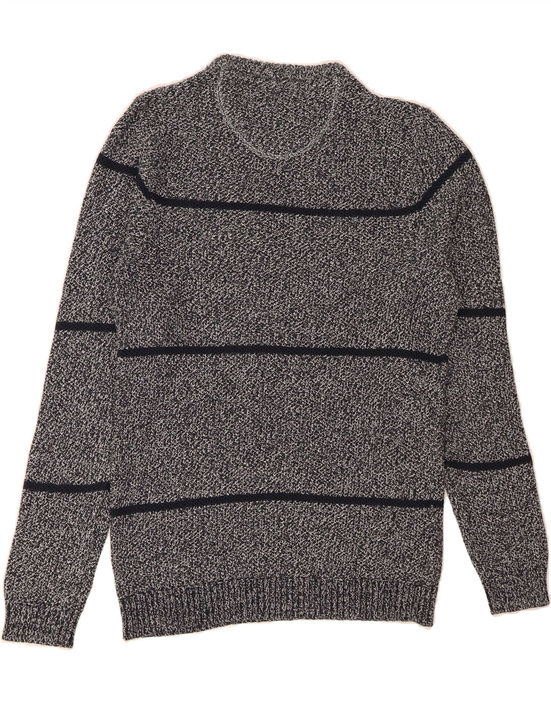 JACK & JONES Mens Core Crew Neck Jumper Sweater Medium Grey Striped Vintage Jack & Jones and Second-Hand Jack & Jones from Messina Hembry 
