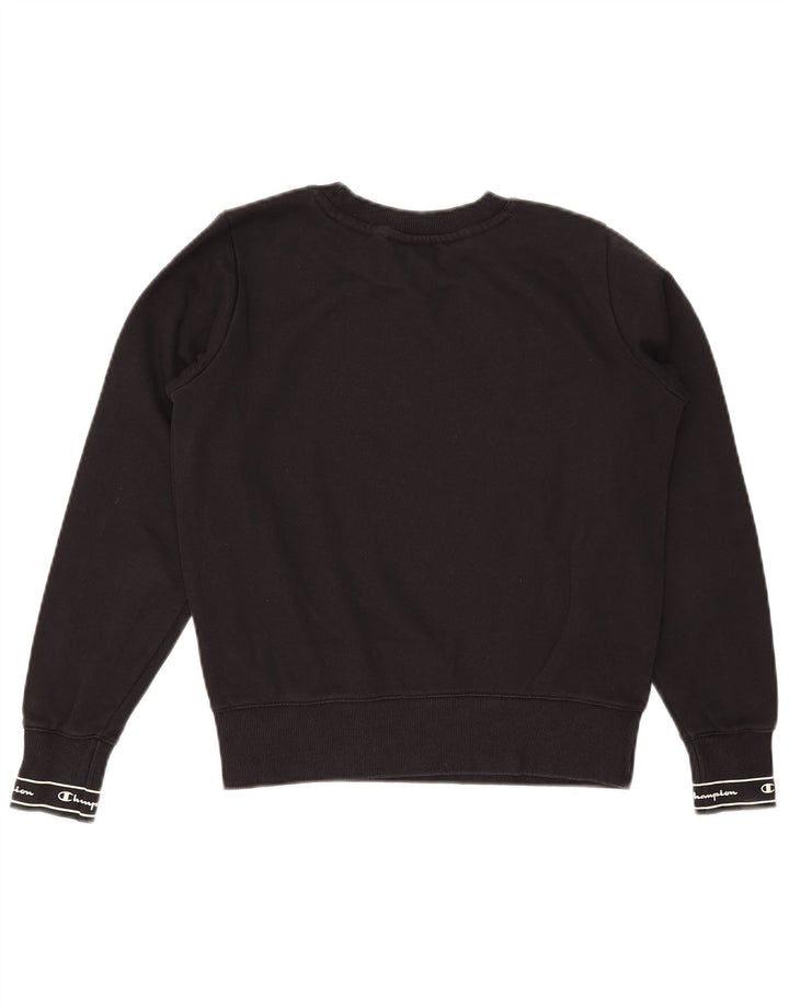 CHAMPION Dame Grafisk Sweatshirt Jumper UK 10 Lille sort bomuld