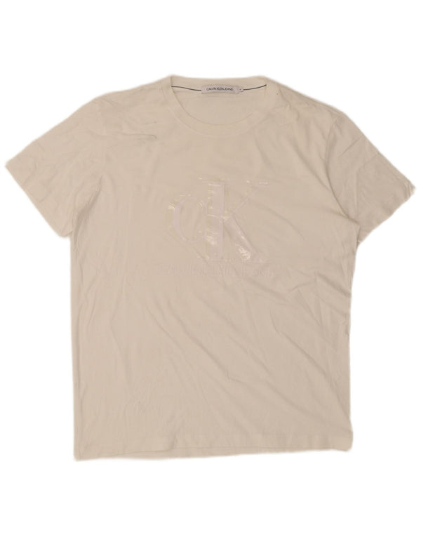 Calvin Klein Jeans Herre Grafisk T-Shirt Top XL Hvid