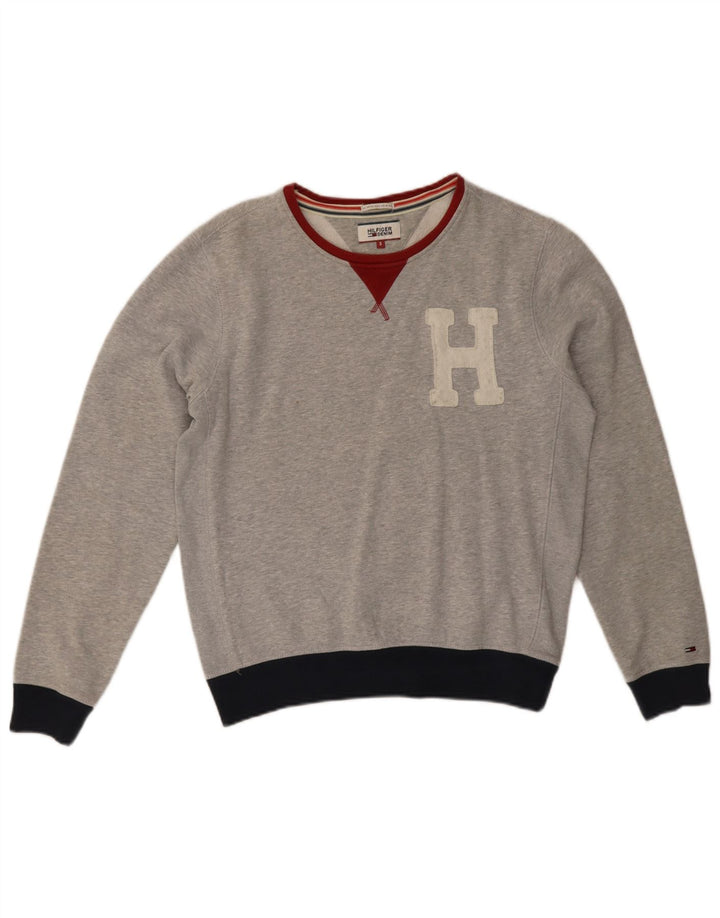 Tommy Hilfiger Dame Grafisk Sweatshirt Jumper UK 10 Lille Grå