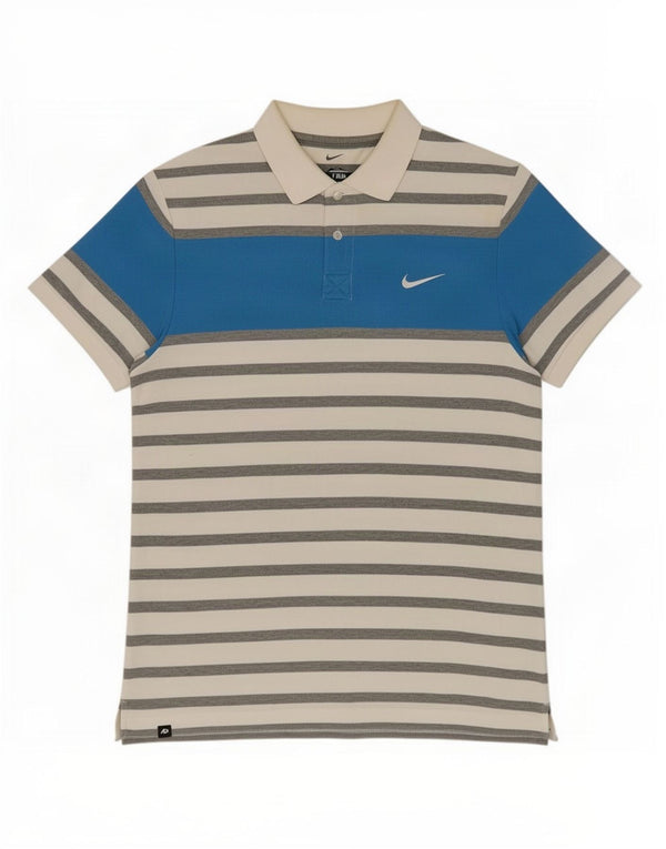 Nike Poloshirt til mænd, stor hvid stribet bomuld