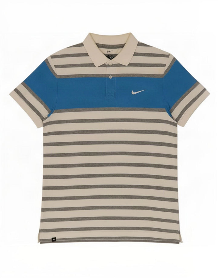 Nike Poloshirt til mænd, stor hvid stribet bomuld