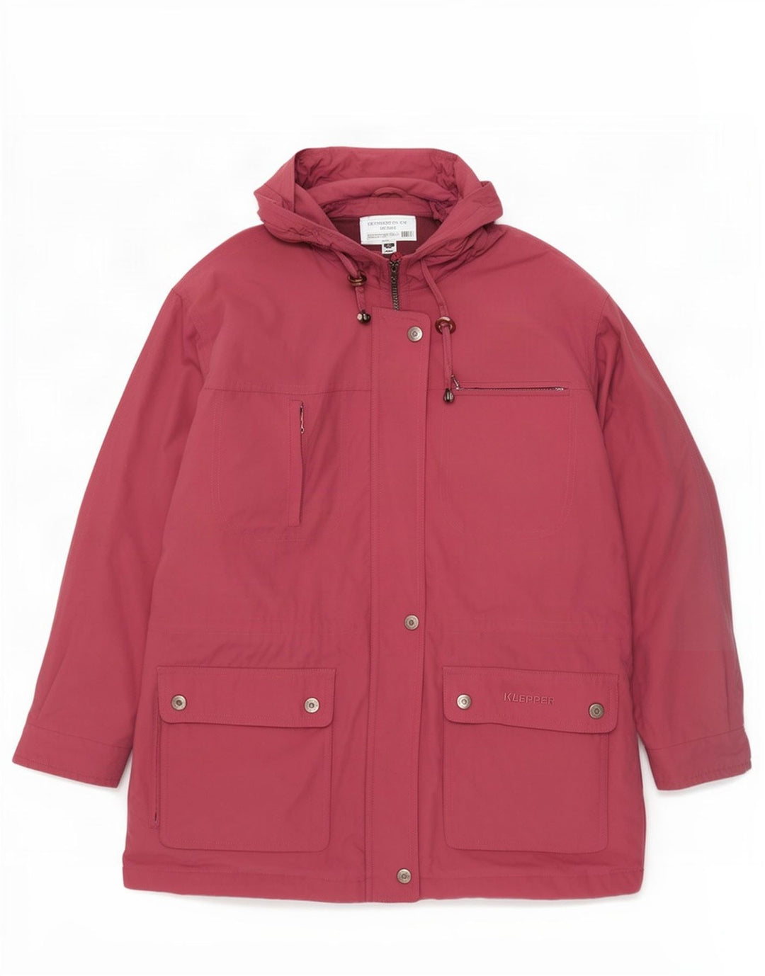 Klepper Dame Hætte Oversized Parka Jacket IT 46 Stor Pink Polyamid