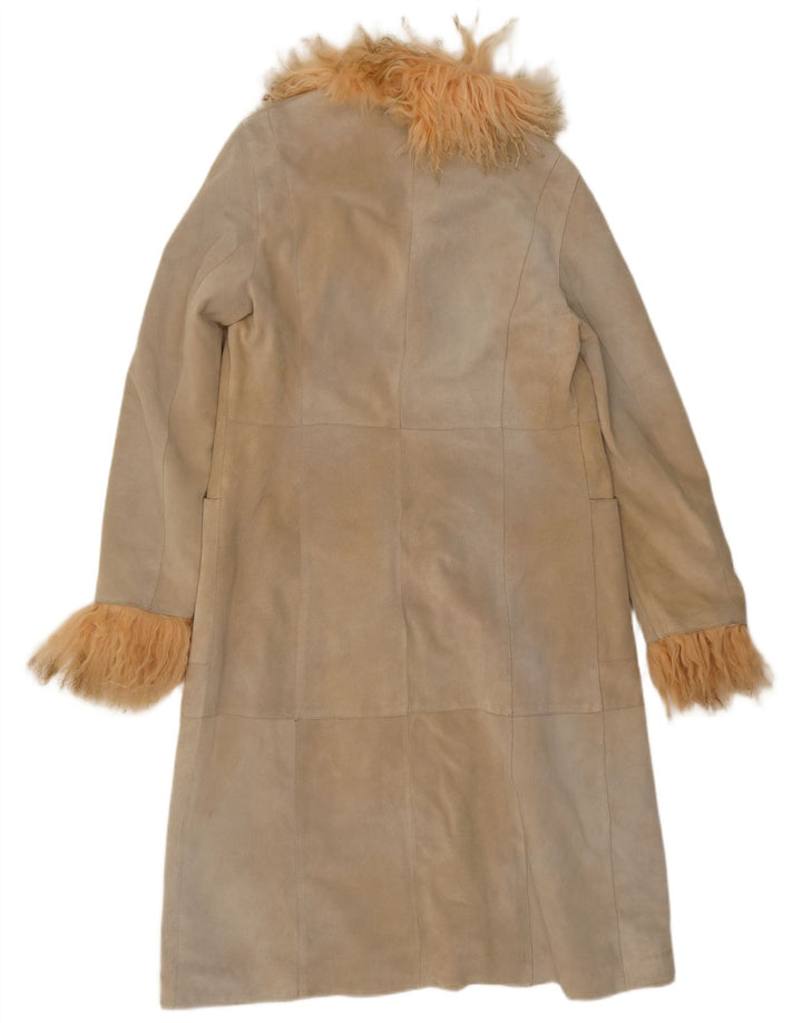 Jet Plane Dame Ruskind Overfrakke IT 42 Medium Beige Læder
