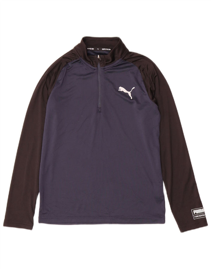 PUMA Boys Pullover Træningsdragt Top 11-12 år Navy Blue Colourblock