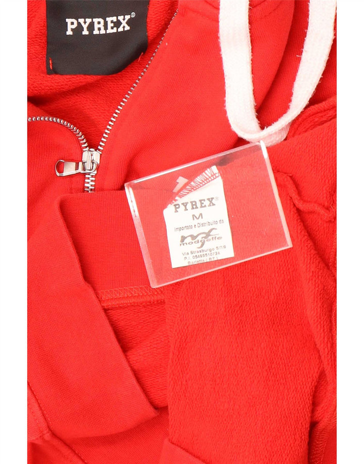 Pyrex Dame Grafisk Hættetrøje Sweater UK 14 Medium Rød Bomuld