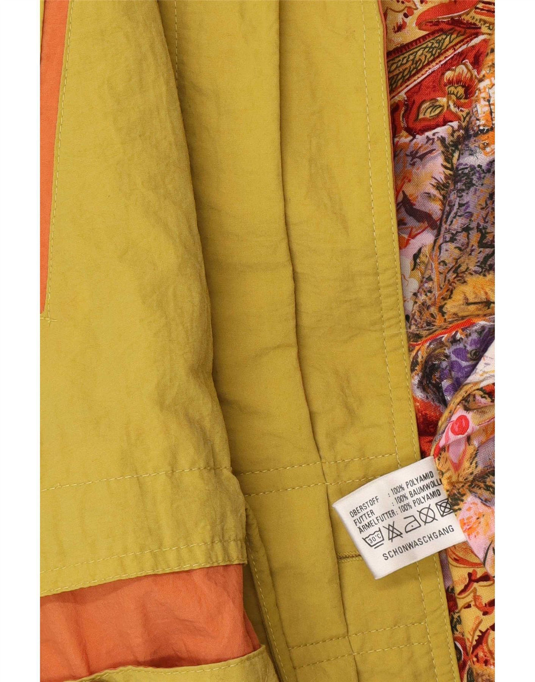 Vintage Dame Oversized Windbreaker Jacket EU 42 Large Yellow Polyamide