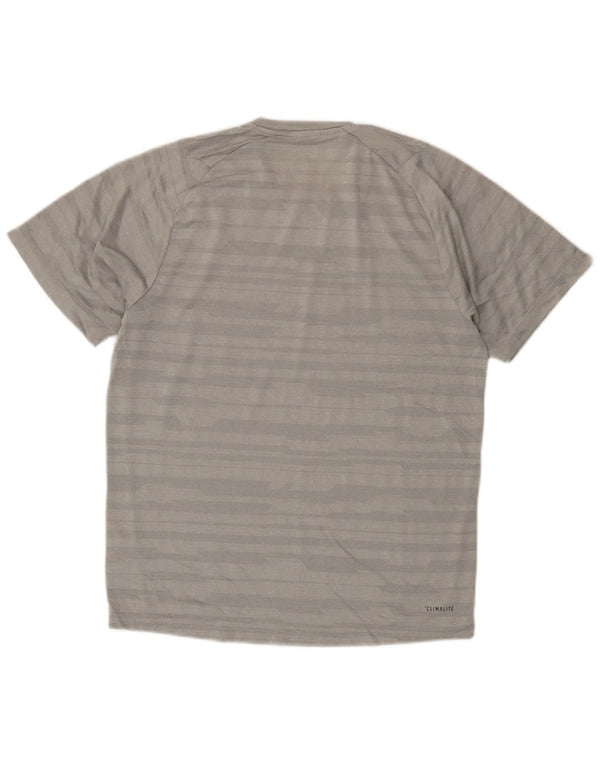 Adidas Herre Climalite T-Shirt Top Lille Grå Stribet Polyester