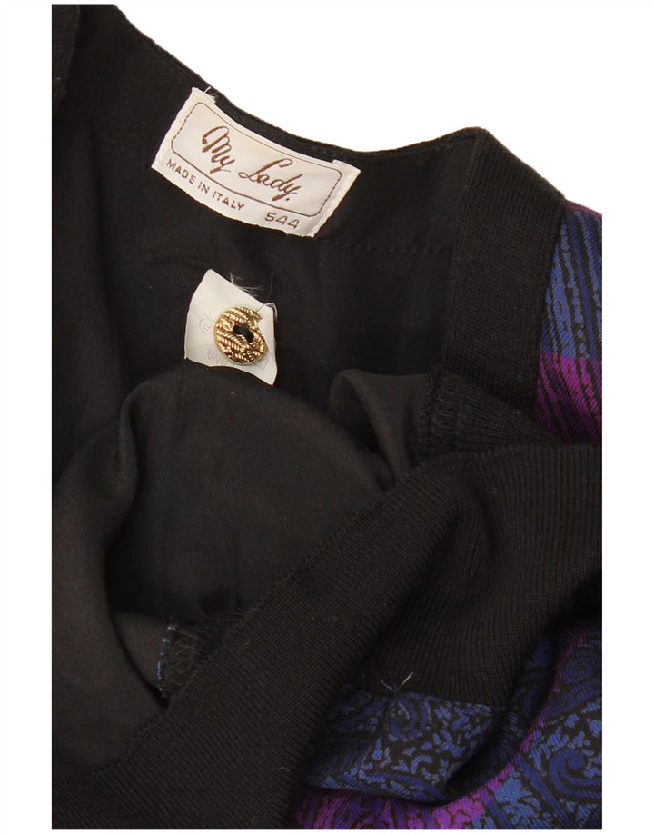 VINTAGE Dame Cardigan Sweater UK 16 Large Multicolor Paisley Wool