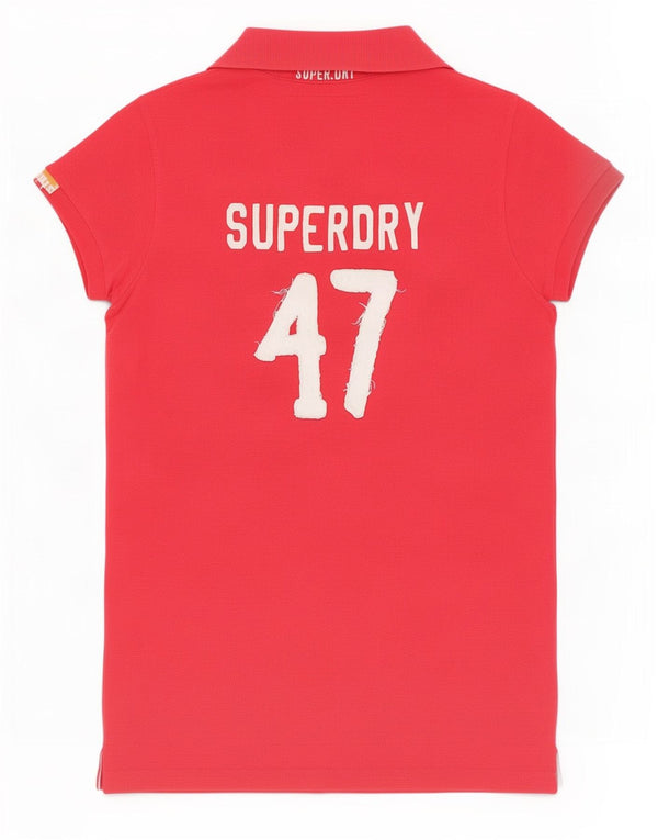 Superdry grafisk poloshirt til kvinder UK 12 Medium Pink Bomuld
