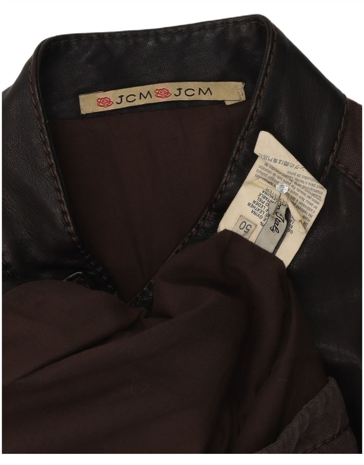 Jey Coleman Herre Læder Læderjakke IT 50 Stor Brun Læder