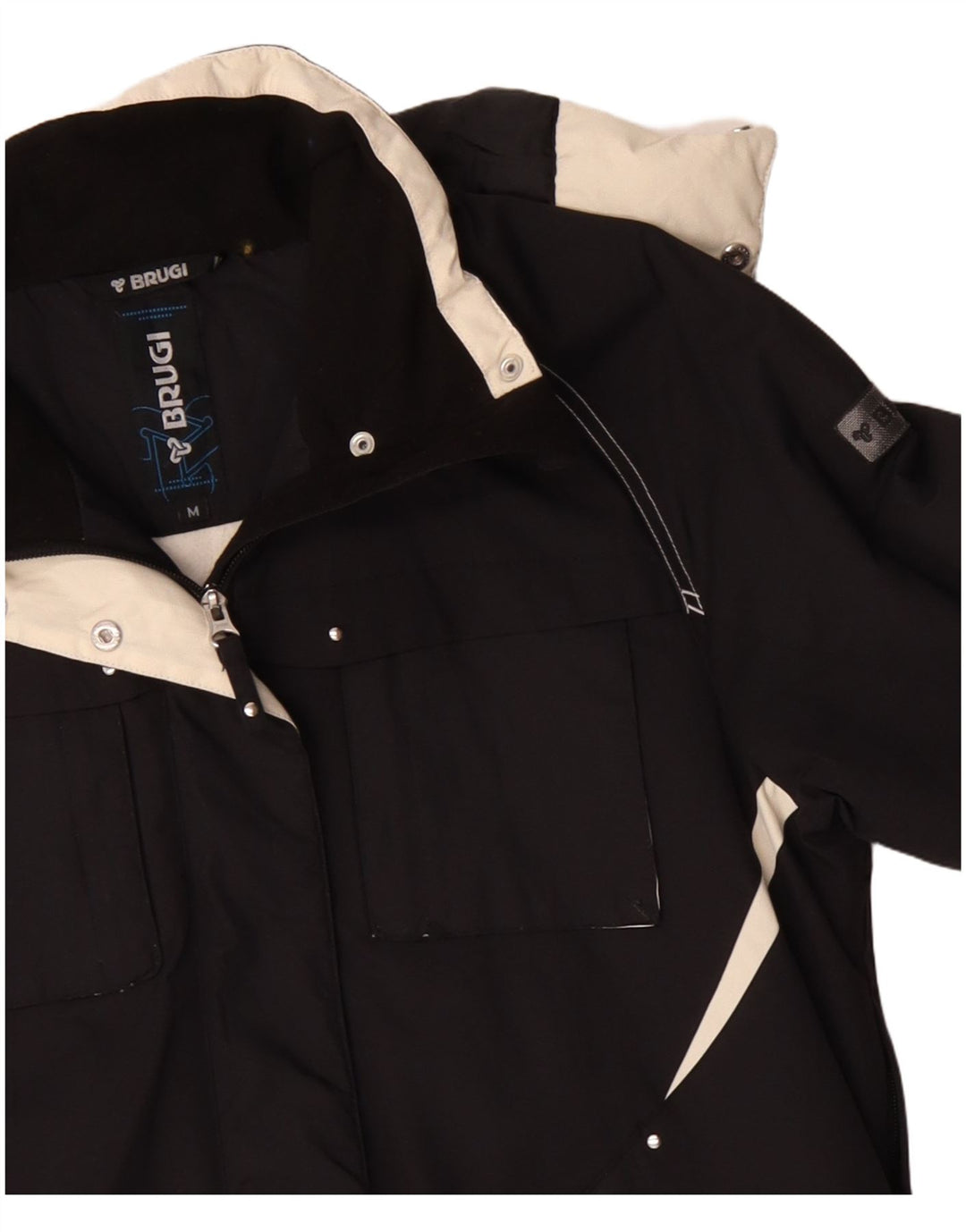 Brugi Dame hætte vindjakke UK 14 Medium Sort Colourblock