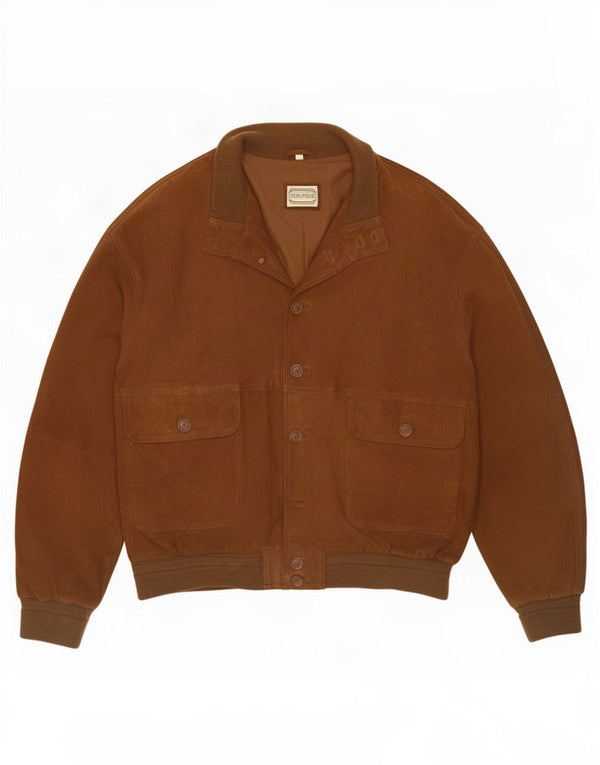 Vintage herre ruskind bomberjakke IT 58 4XL brunt læder