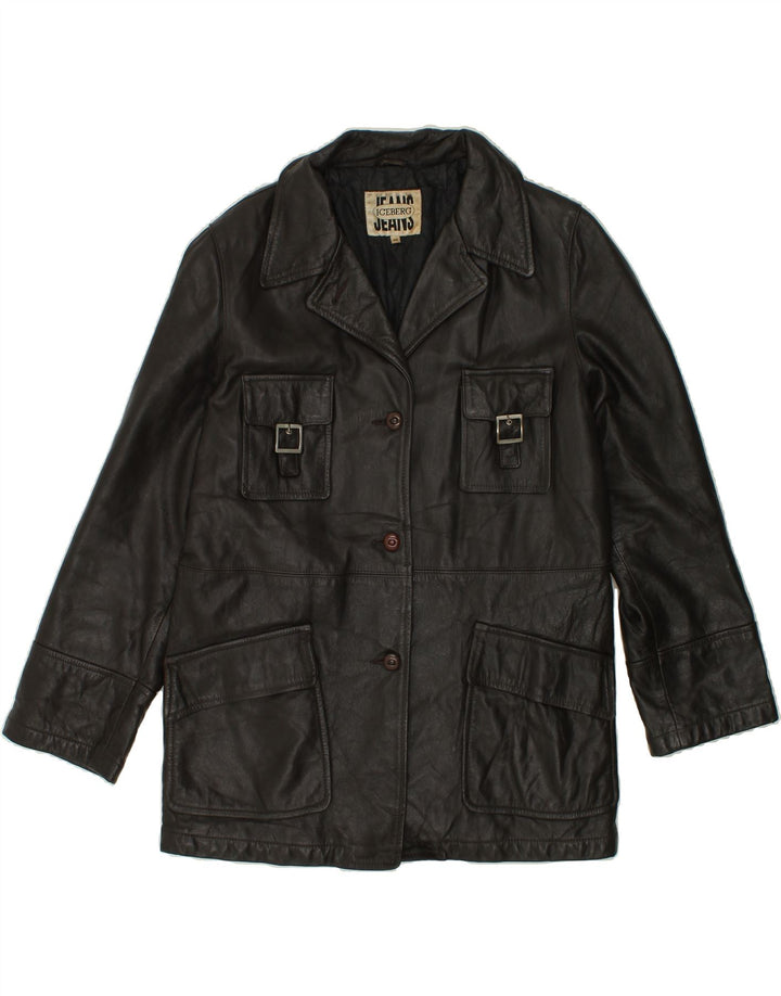 ICEBERG Womens Leather Coat IT 44 Medium Brown Leather Vintage Iceberg and Second-Hand Iceberg from Messina Hembry 