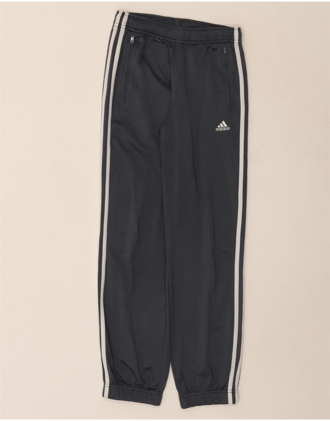 Adidas Drenge Træningsdragt Bukser Joggers 11-12 År Grå Polyester