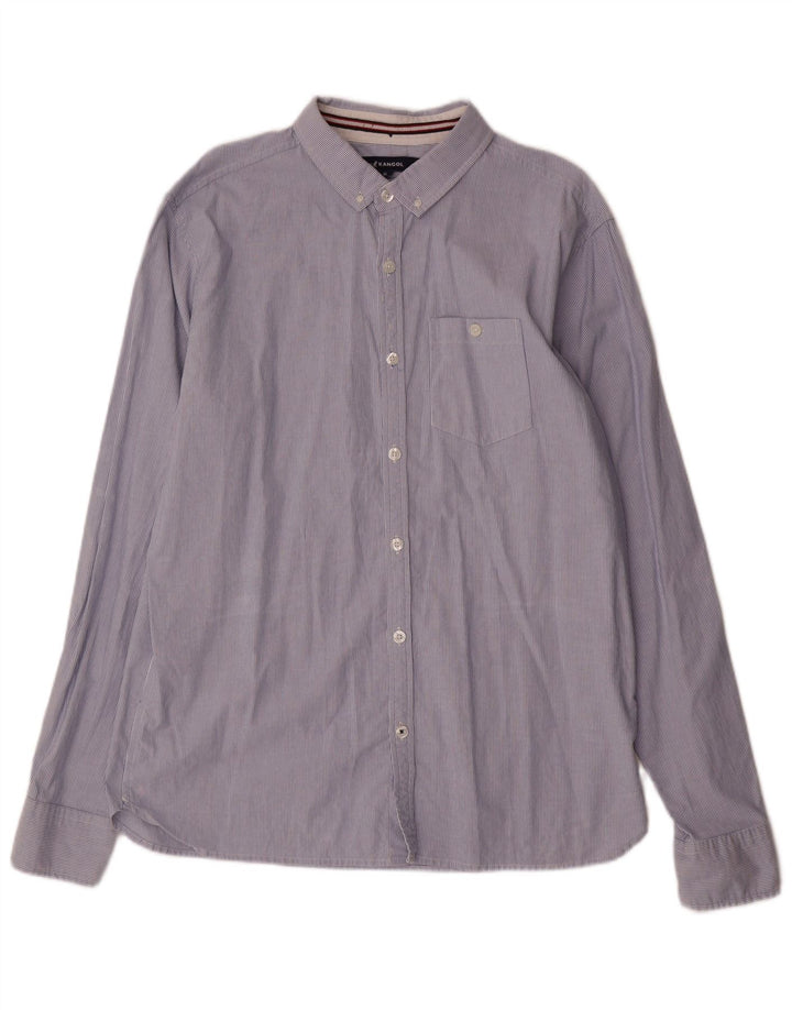 KANGOL Herreskjorte XL Blå nålestribet bomuld