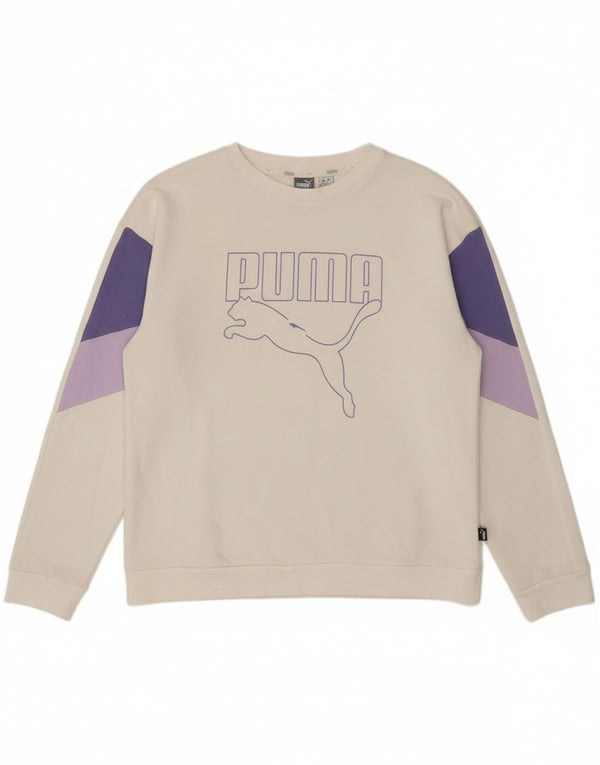 Puma Girls Graphic Sweatshirt Jumper 15-16 år XL Hvid Colourblock