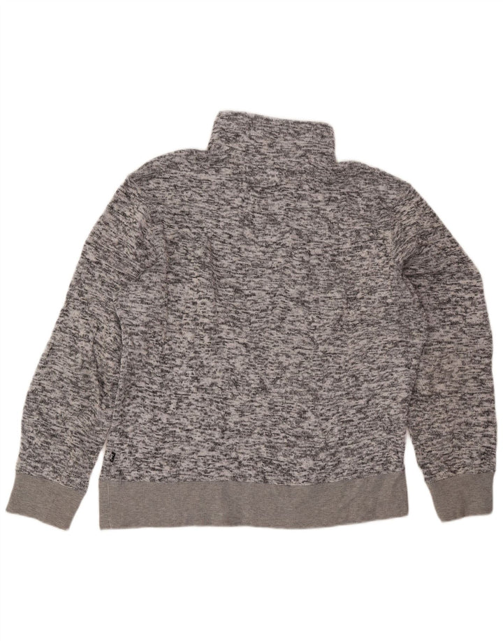 Lee Mens Zip Neck Sweatshirt Jumper Large Grå Flecked Polyester