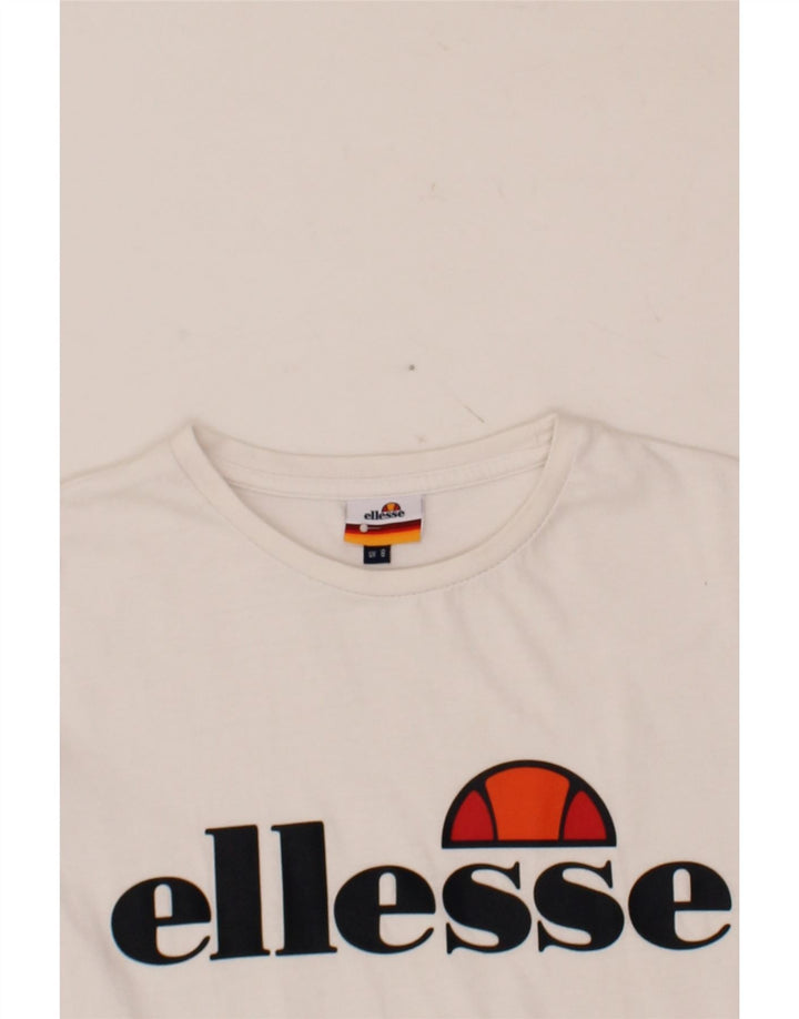 ELLESSE Womens Graphic T-Shirt Top UK 8 Small White Cotton Vintage Ellesse and Second-Hand Ellesse from Messina Hembry 