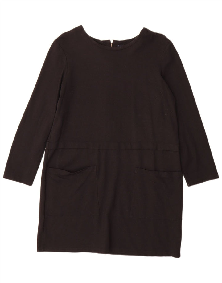 French Connection Dame 3/4 ærmer Shift Dress UK 14 Large Black Viscose