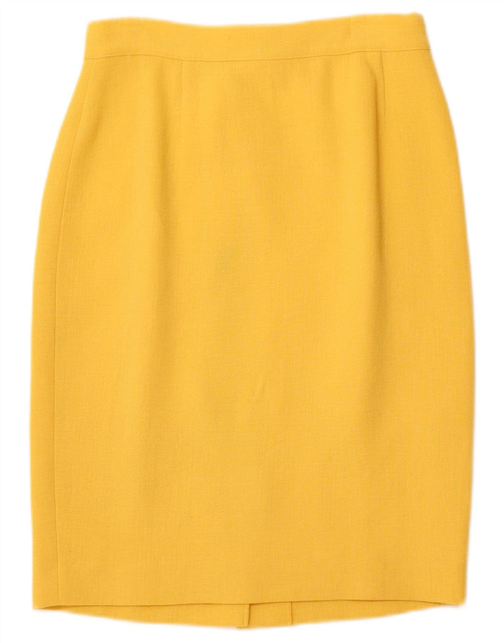 VINTAGE Womens 4-knaps 2-delt nederdelsæt IT 44 Medium W26 Gul Uld