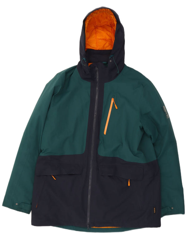 Jack Wolfskin Herre Hooded Windbreaker Jacket UK 50 3XL Grøn Colourblock