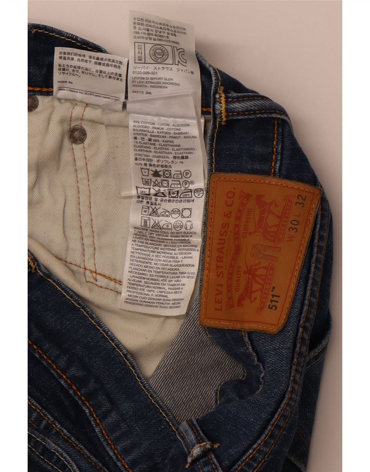LEVI'S Dame 511 Slim Jeans W30 L32 Blå Bomuld