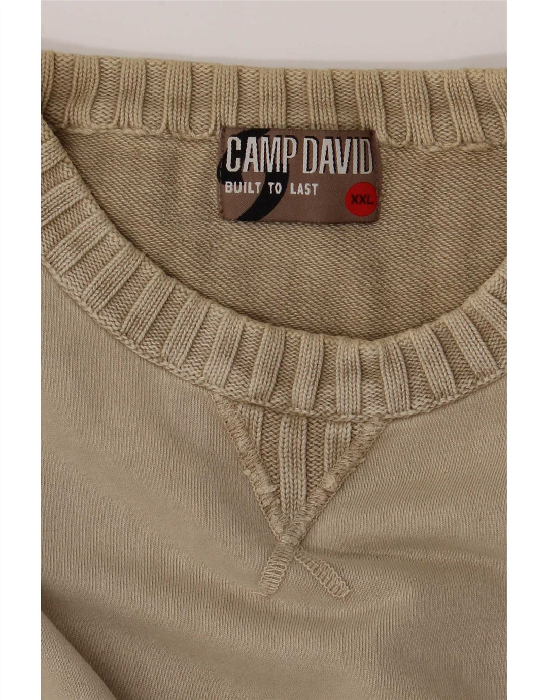 Camp David herre sweater med rund hals 2XL beige bomuld