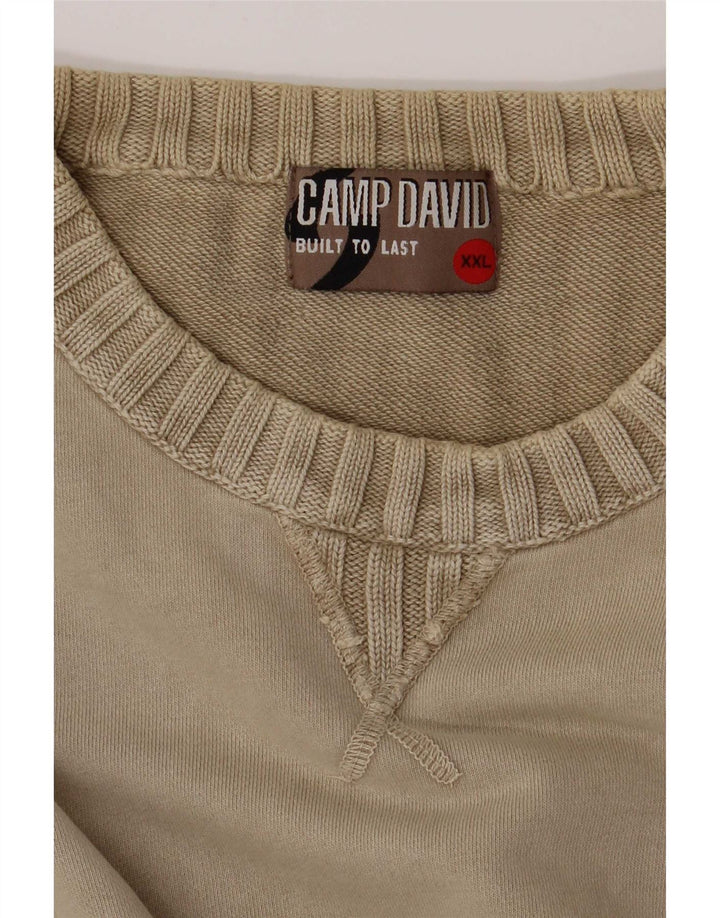 Camp David herre sweater med rund hals 2XL beige bomuld