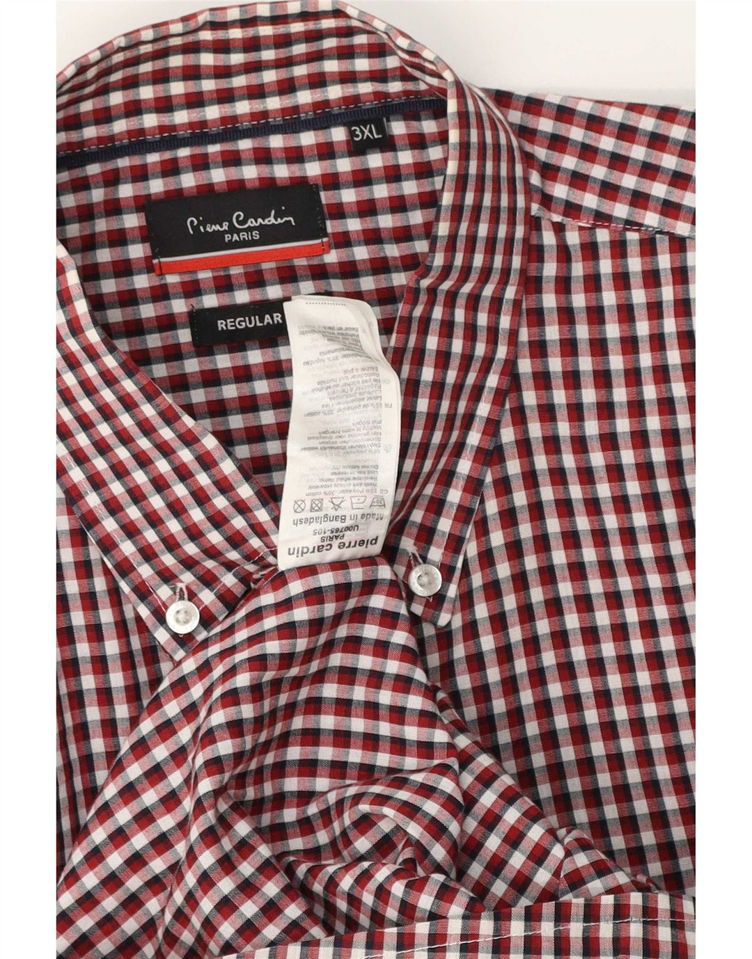 Pierre Cardin Herre kortærmet Regular Fit skjorte 3XL rød ternet polyester