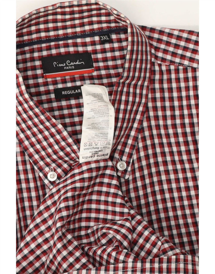 Pierre Cardin Herre kortærmet Regular Fit skjorte 3XL rød ternet polyester