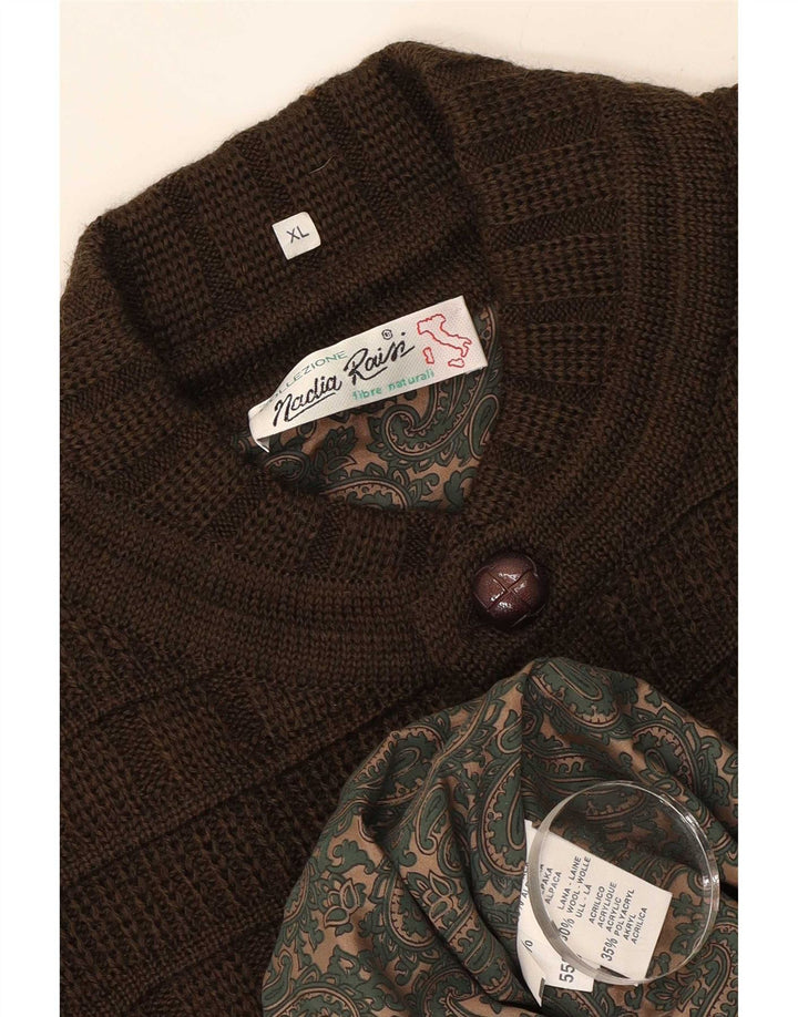 Vintage herre cardigan sweater XL Khaki Alpaca Uld