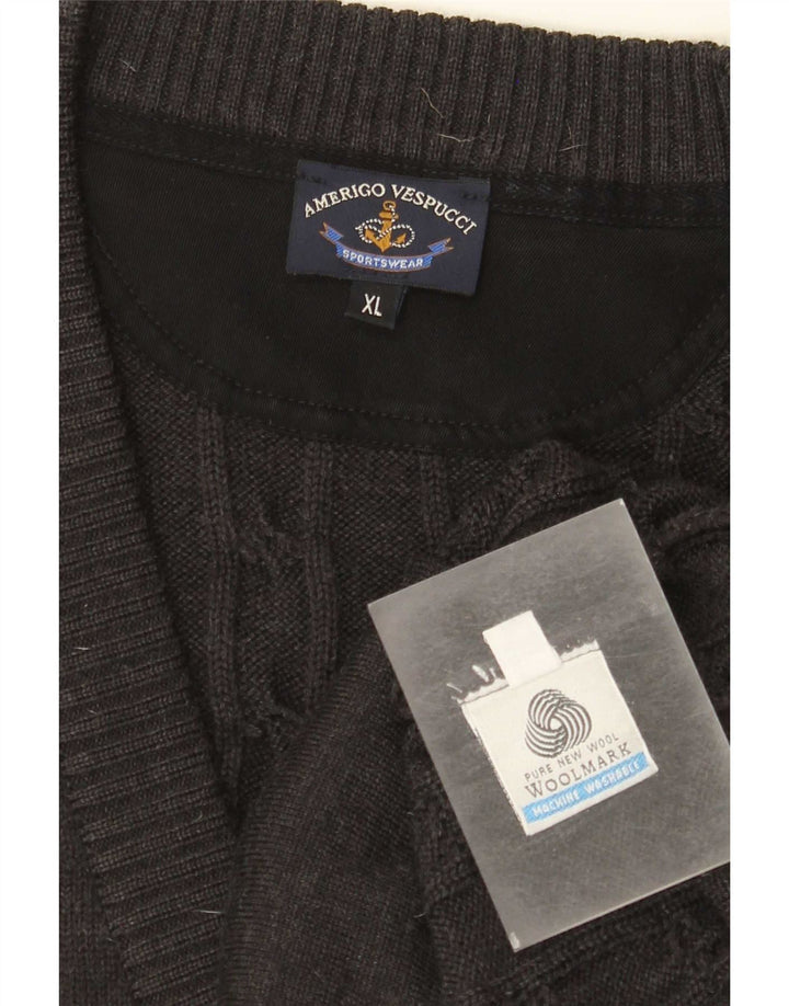 Amerigo Vespucci Herre Cardigan Sweater XL Grå Ny Uld