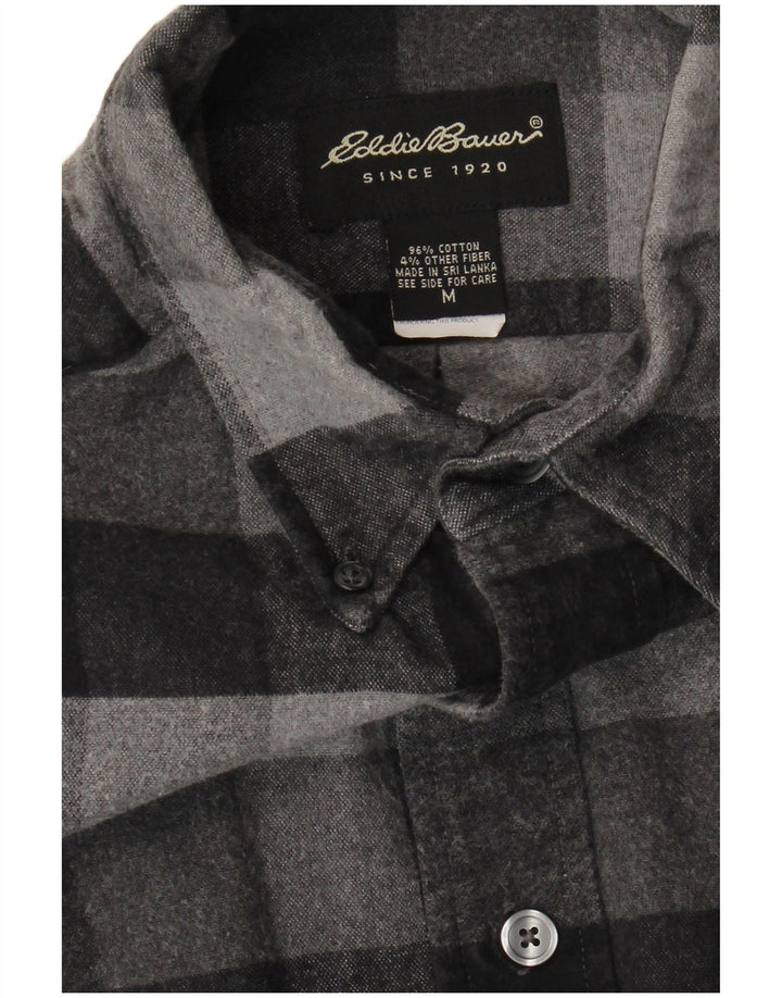 Eddie Bauer Herre Flannel skjorte Medium Grey Gingham Cotton