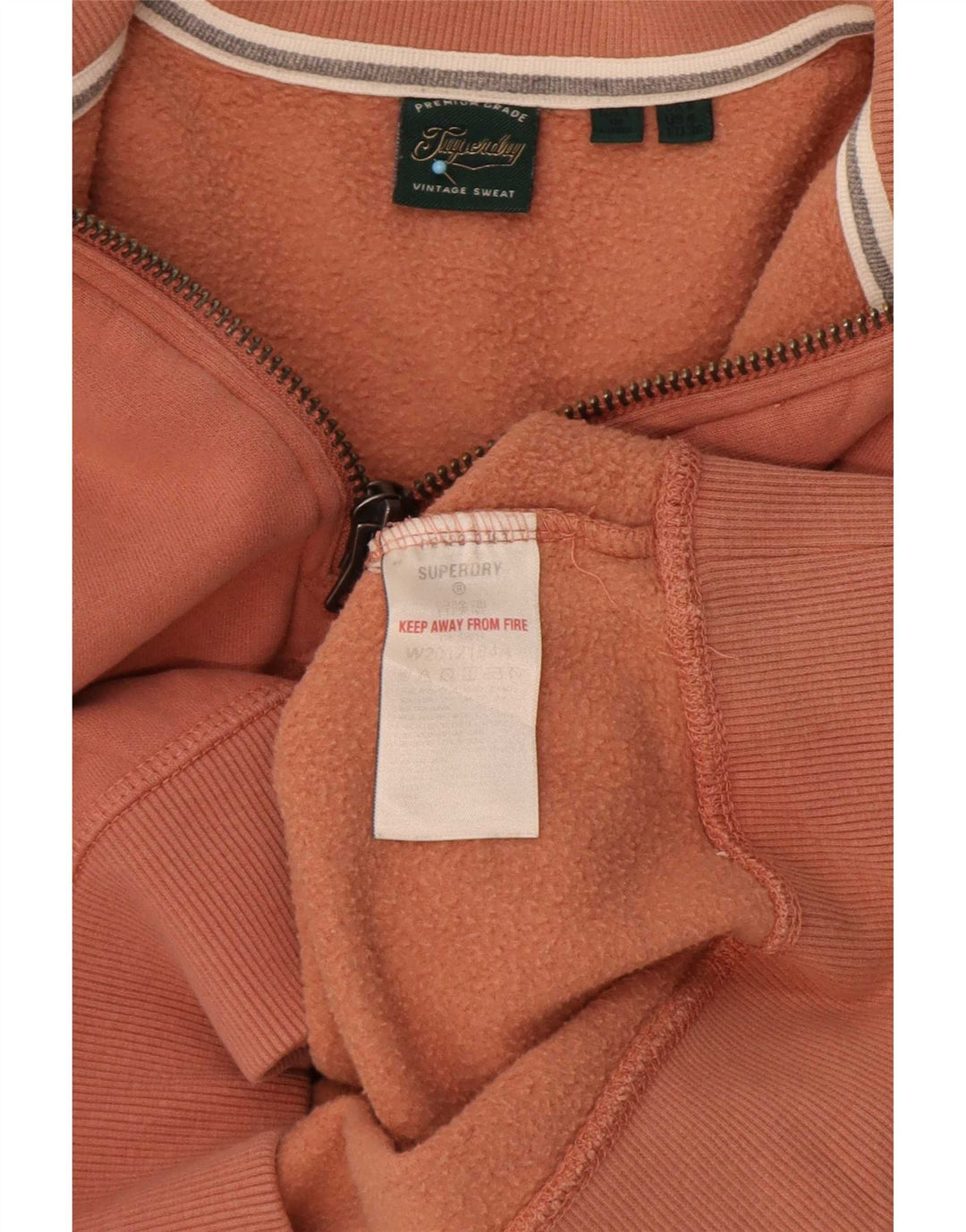 Superdry Womens Oversized Crop Zip Neck Sweatshirt Jumper UK 8 Small Brown