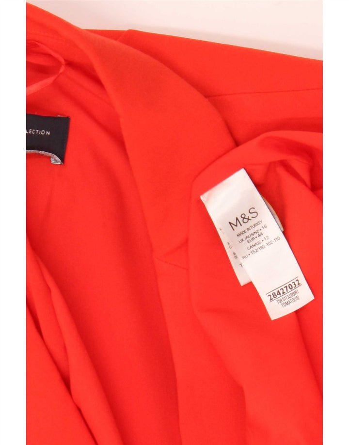 Marks & Spencer Dame 1 Knap Blazer Jacket UK 16 Large Orange Polyester