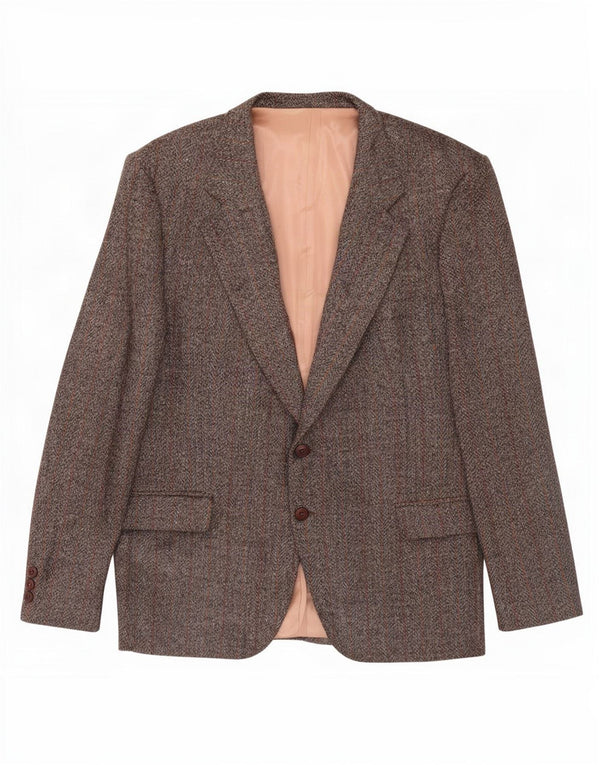Vintage Herre 2-knaps blazerjakke UK 38 Medium Brun Ternet Virgin Wool