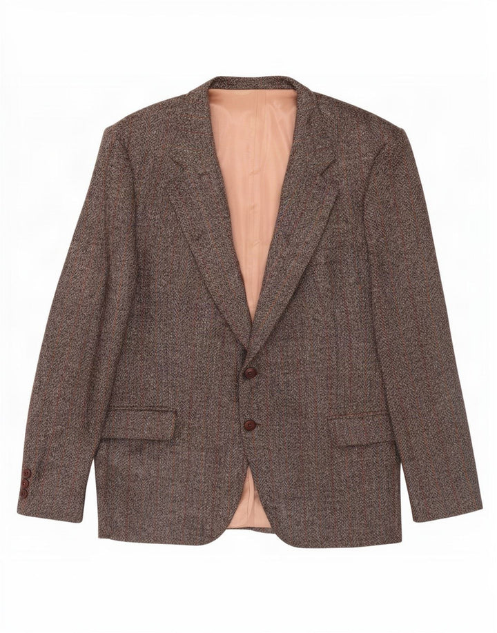 Vintage Herre 2-knaps blazerjakke UK 38 Medium Brun Ternet Virgin Wool