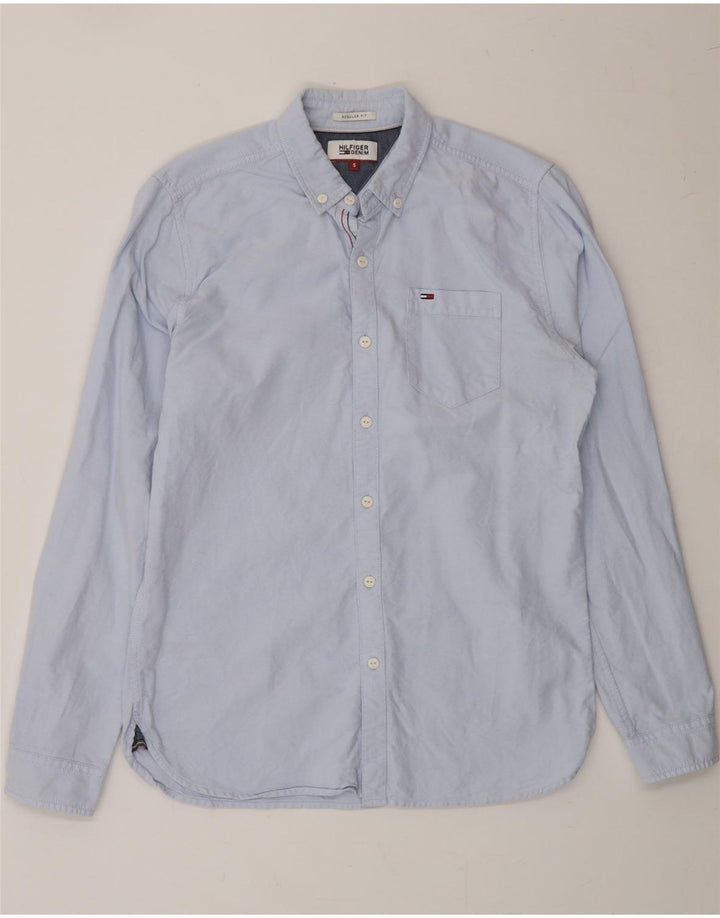 TOMMY HILFIGER Mens Regular Fit Shirt Small Blue Cotton Vintage Tommy Hilfiger and Second-Hand Tommy Hilfiger from Messina Hembry 
