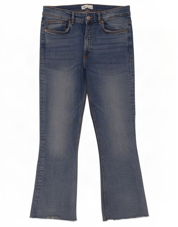 Zara Dame Flared Jeans EU 42 Large W30 L27 Blå Bomuld