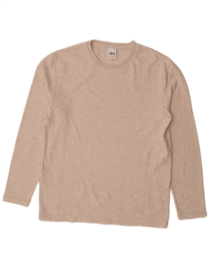 Zara Herre Top Langærmet Medium Beige Polyester