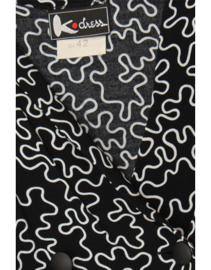 VINTAGE Womens Abstract Pattern Blazer Jacket IT 42 Medium Black Vintage Vintage and Second-Hand Vintage from Messina Hembry 