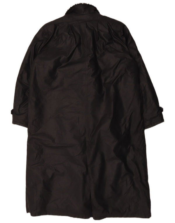 Vintage Dame Sherpa Loose Fit Overfrakke UK 14 Large Black Polyester