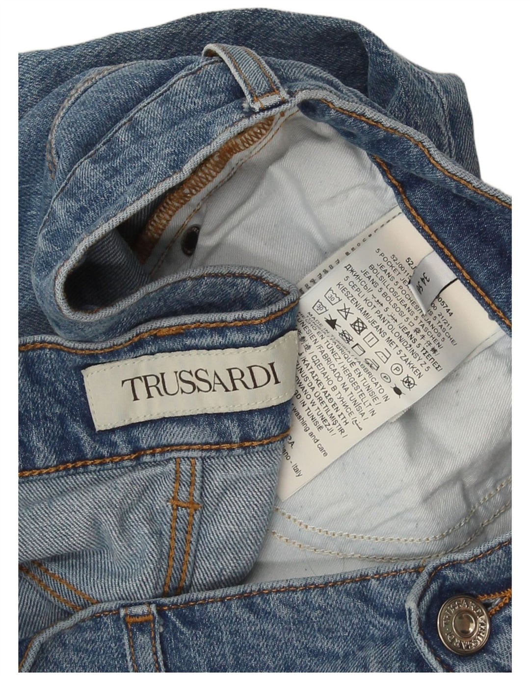 Trussardi Herre Distressed Slim Jeans W34 L31 Blå