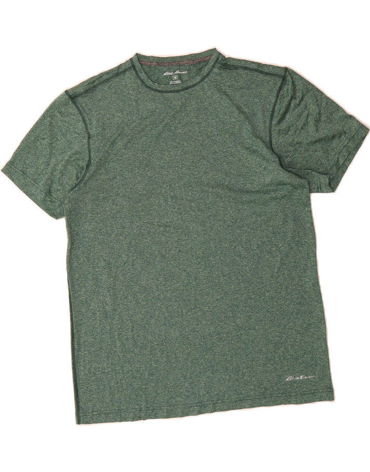 EDDIE BAUER Mens T-Shirt Top Medium Green Flecked Polyester Vintage Eddie Bauer and Second-Hand Eddie Bauer from Messina Hembry 