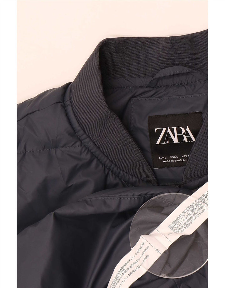 Zara Herre Polstret Gilet UK 40 Large Navy Blue Polyester