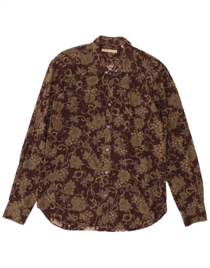 Ted Baker Herreskjorte str. 4 Large Brown Floral Cotton